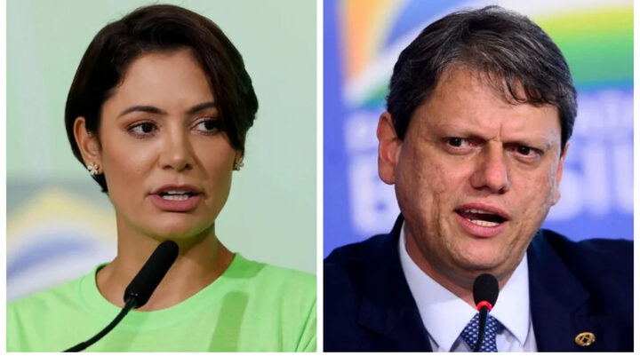 Michelle e Tarcísio disputam espólio de Bolsonaro em 2026. Fotos: Isac Nóbrega/PR e Marcelo Camargo/