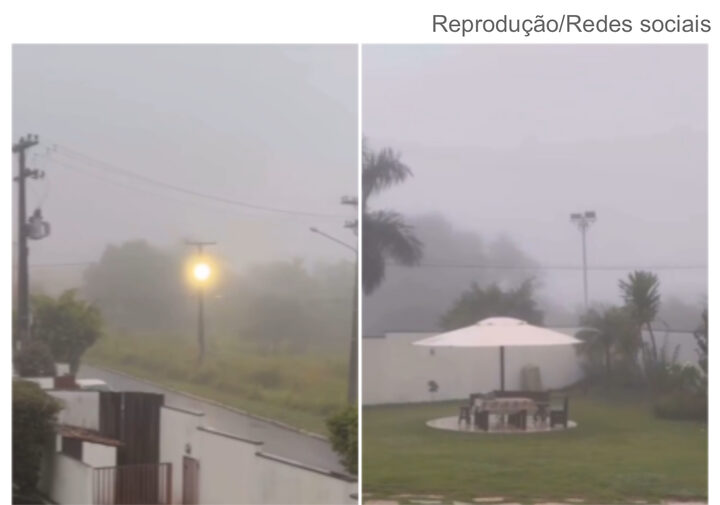 Moradores publicaram vídeos do tempo frio na cidade turística