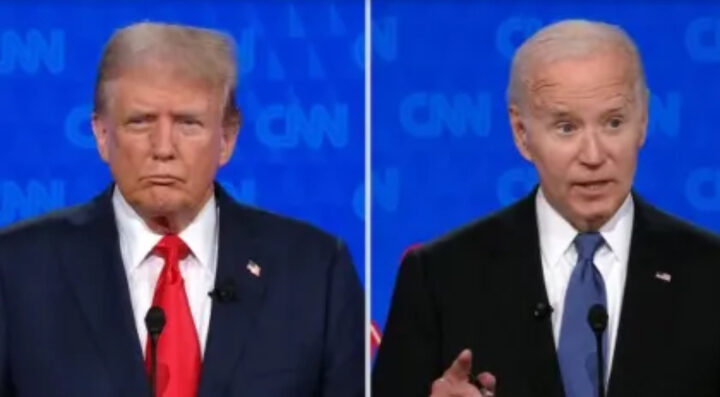 Trump e Biden durante Debate da CNN Reprodução/ Debate da CNN