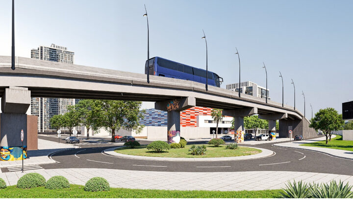 Perspectiva do viaduto na Rua Fernando Correa com a Avenida Lions | Ilustrativa
